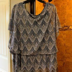 J.R. Nites by. Carol Lin Silver Lace Top